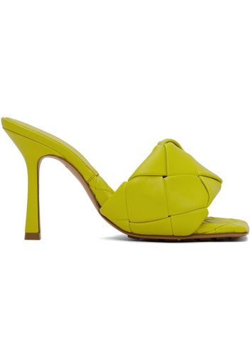 Bottega Veneta Yellow Maxi Intreccio Lido Heeled Sandals