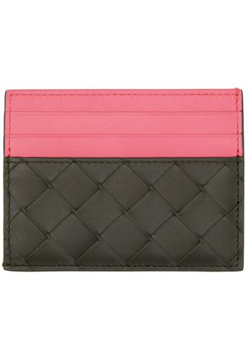 Bottega Veneta Black & Pink Intrecciato Card Holder