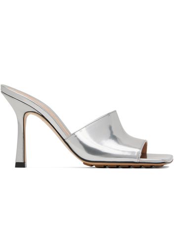 Bottega Veneta Silver Stretch Heeled Mule