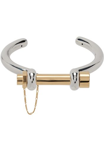 Bottega Veneta Silver & Gold Bolt Cuff Bracelet