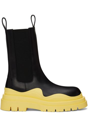 Bottega Veneta Black & Yellow Tire Chelsea Boots