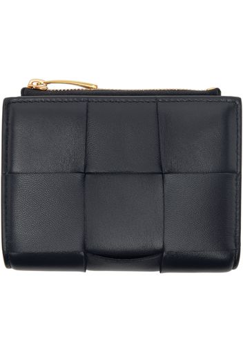 Bottega Veneta Navy Small Bi-Fold Zip Wallet