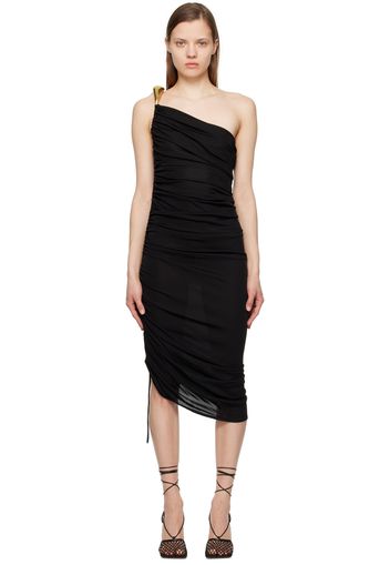 Bottega Veneta Black Ruched Midi Dress