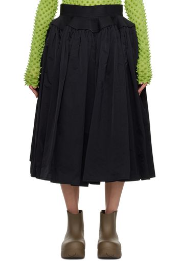 Bottega Veneta Black Gathered Midi Skirt