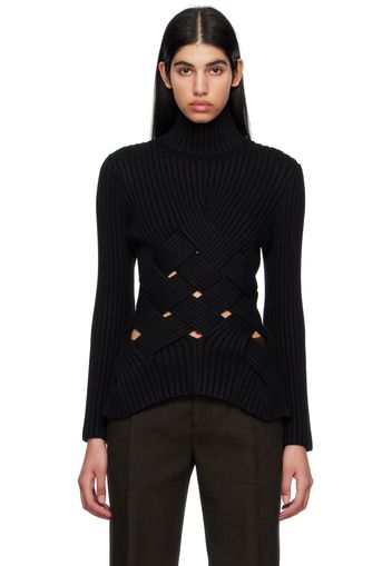 Bottega Veneta Black Intreccio Turtleneck