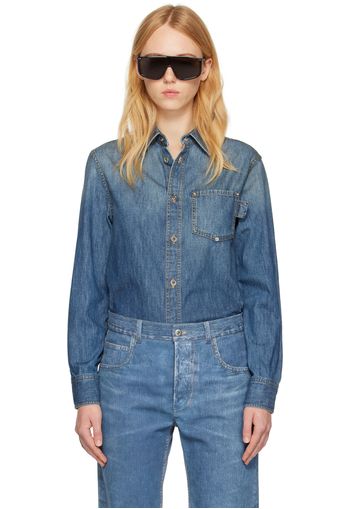 Bottega Veneta Blue Spread Collar Denim Shirt