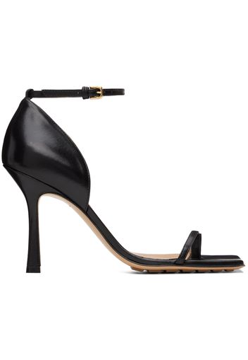 Bottega Veneta Black Stretch Strap Heeled Sandals