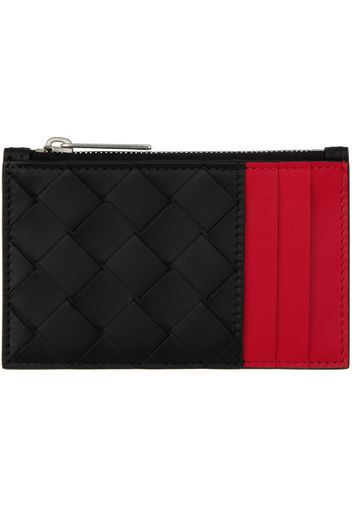 Bottega Veneta Black & Red Zipped Card Holder