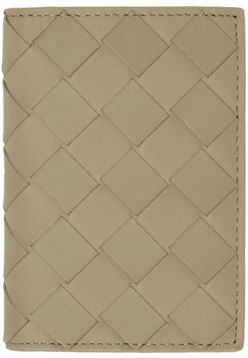 Bottega Veneta Beige & Green Flap Card Holder