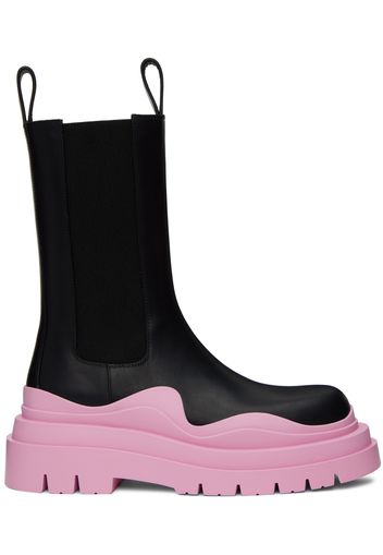 Bottega Veneta Black & Pink Tire Chelsea Boots