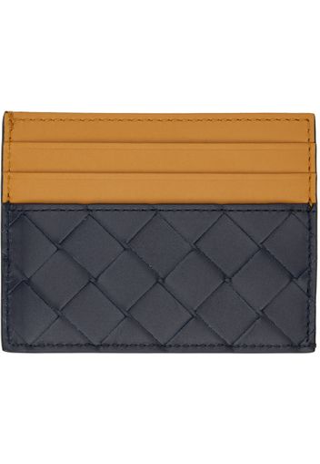 Bottega Veneta Navy & Orange Card Intrecciato Holder