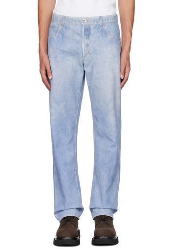 Bottega Veneta Blue Printed Leather Pants