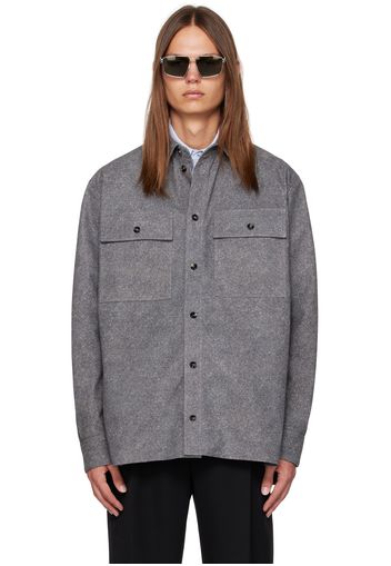 Bottega Veneta Gray Printed Leather Shirt