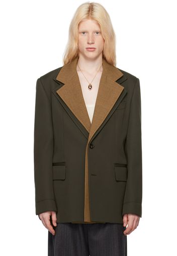 Bottega Veneta Brown Contrast Collar Blazer