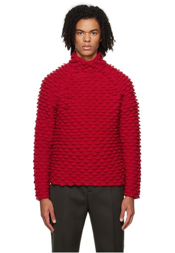 Bottega Veneta Red Fish Scale Turtleneck