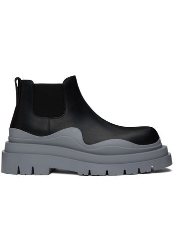 Bottega Veneta Black & Gray Tire Chelsea Boots