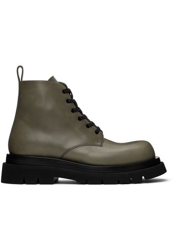 Bottega Veneta Khaki Lug Lace-Up Boots