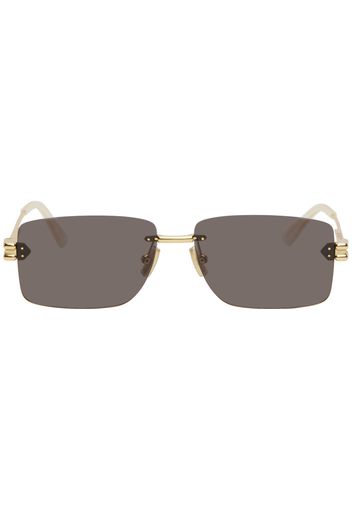 Bottega Veneta Gold Rectangular Sunglasses