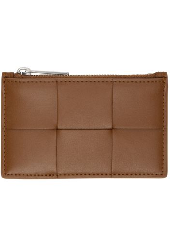 Bottega Veneta Brown & Navy Cassette Zippered Card Holder