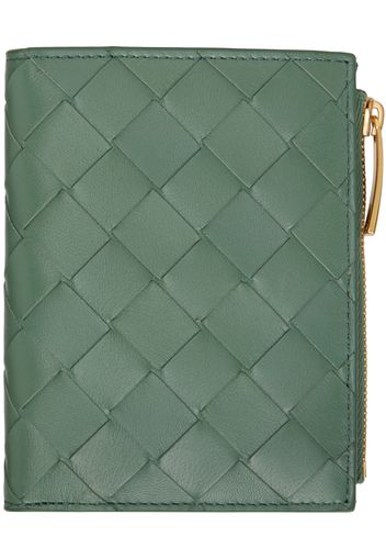 Bottega Veneta Green Small Intrecciato Bi-Fold Wallet