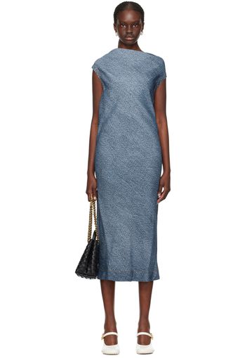 Bottega Veneta Navy & White Printed Midi Dress