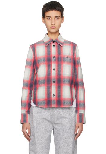 Bottega Veneta Red & Gray Check Leather Shirt