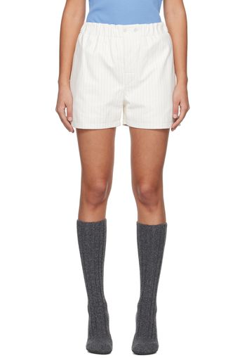 Bottega Veneta White Striped Leather Shorts