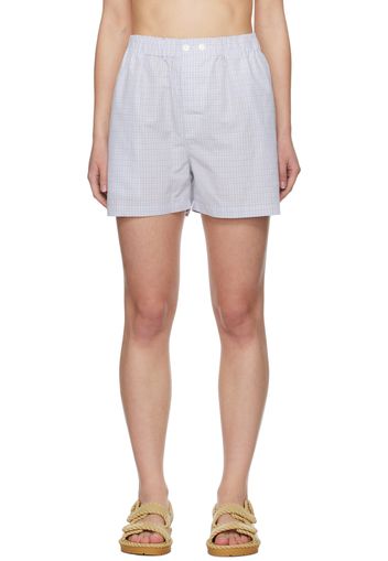 Bottega Veneta Blue Checked Shorts