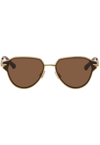 Bottega Veneta Gold Glaze Metal Aviator Sunglasses