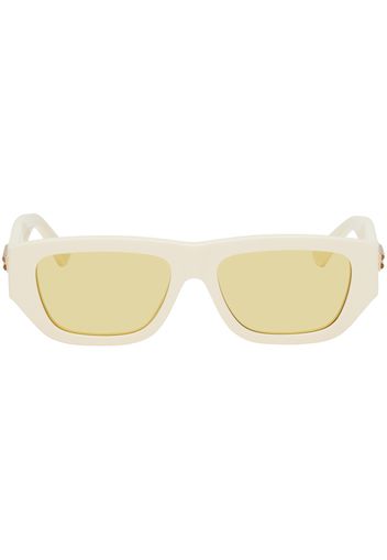 Bottega Veneta Off-White Rectangular Sunglasses