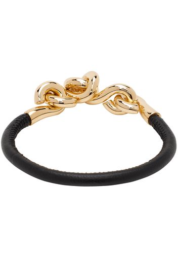 Bottega Veneta Black Loop Leather Bracelet