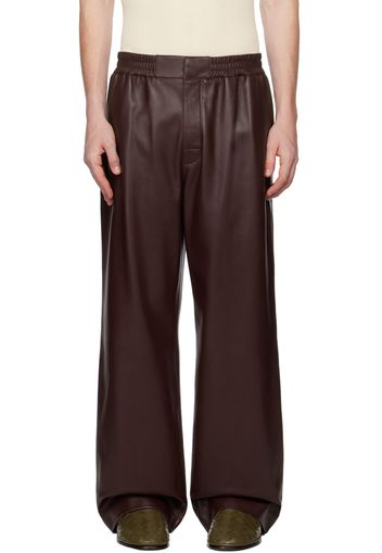 Bottega Veneta Burgundy Wide-Leg Leather Pants