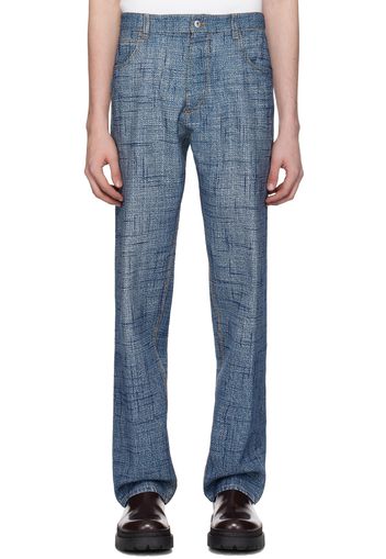 Bottega Veneta Indigo Textured Denim Trousers