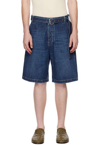 Bottega Veneta Blue Belted Denim Shorts