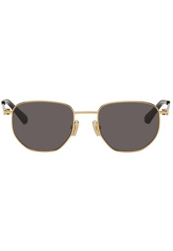 Bottega Veneta Gold Split Oval Metal Sunglasses