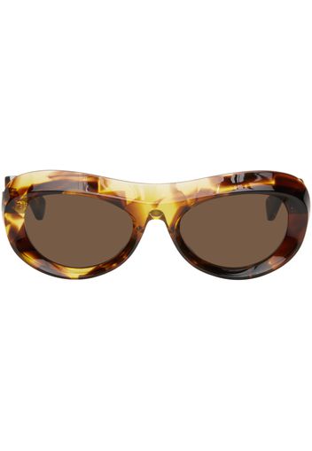 Bottega Veneta Tortoiseshell Scoop Round Acetate Sunglasses