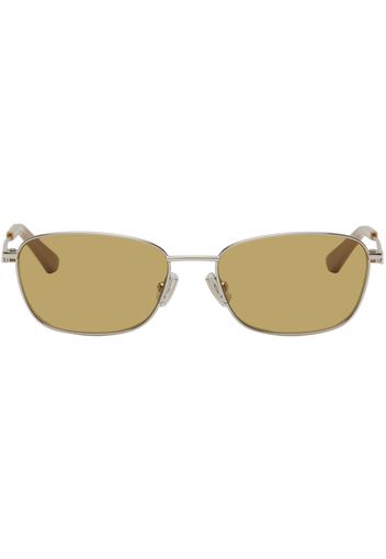 Bottega Veneta Silver Split Rectangular Sunglasses