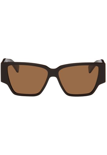 Bottega Veneta Brown Bold Triangle Stud Squared Sunglasses