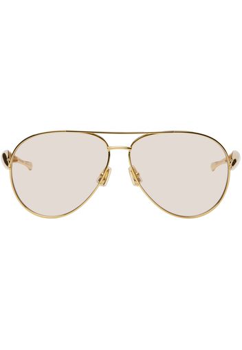 Bottega Veneta Gold Sardine Aviator Sunglasses