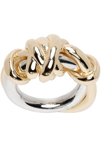 Bottega Veneta Silver & Gold Knot Ring