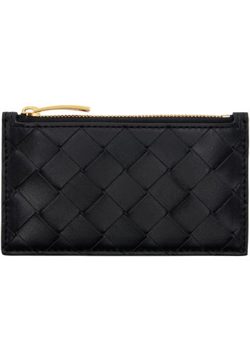 Bottega Veneta Black Intrecciato Zip Card Holder