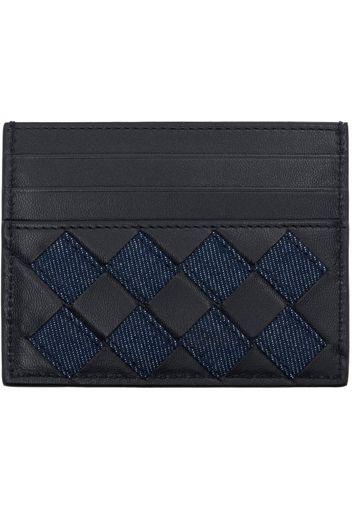 Bottega Veneta Navy & Indigo Intrecciato Credit Card Holder