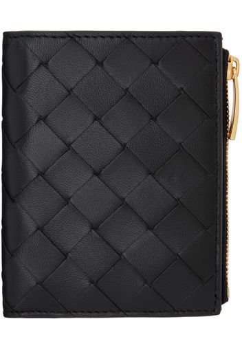 Bottega Veneta Black Small Intrecciato Bi-Fold Zip Wallet