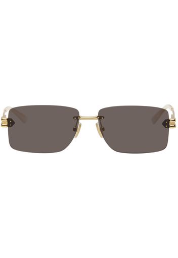 Bottega Veneta Gold Rectangular Sunglasses