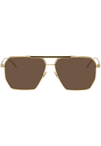 Bottega Veneta Gold Classic Aviator Sunglasses