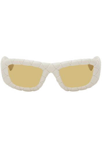 Bottega Veneta White Intrecciato Sunglasses