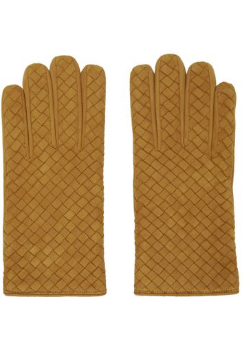 Bottega Veneta Tan Intrecciato Suede Gloves