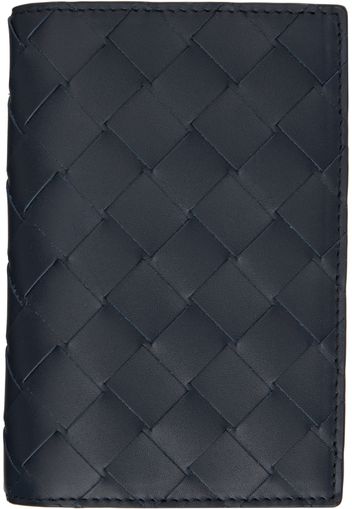 Bottega Veneta Navy Intrecciato Passport Holder