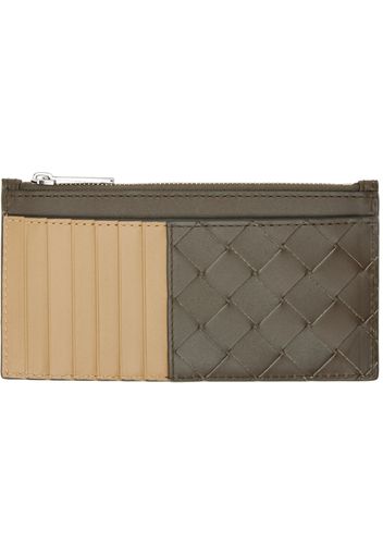 Bottega Veneta Brown & Tan Intrecciato Long Zippered Card Holder