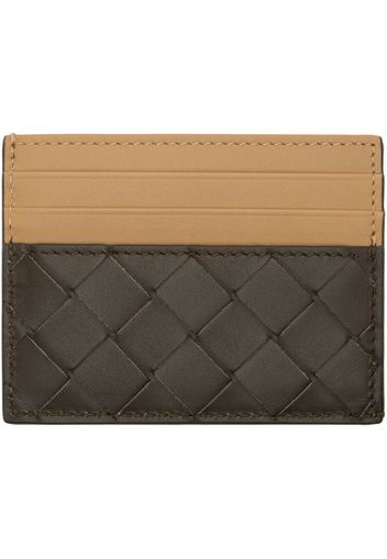 Bottega Veneta Beige & Brown Intrecciato Credit Card Holder